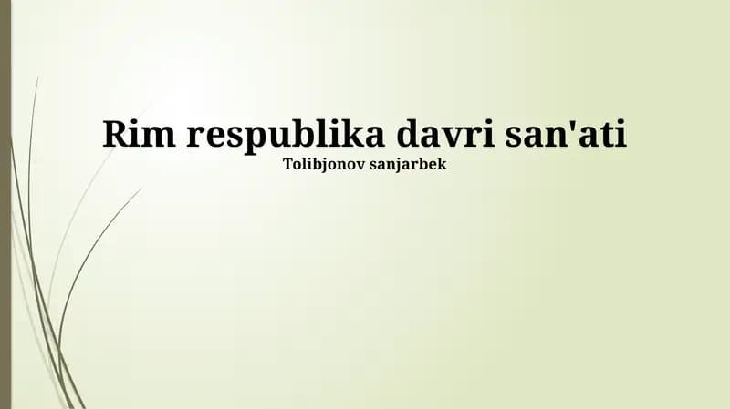 Rim respublika davri san'ati