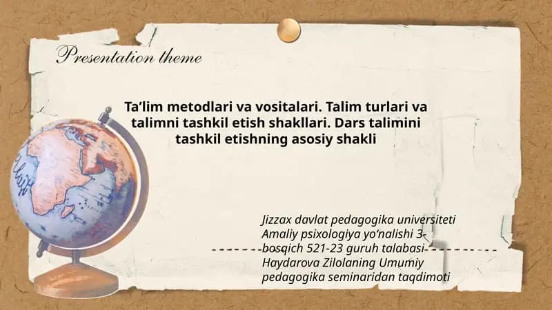 Umumiy pedagogika seminaridan taqdimoti