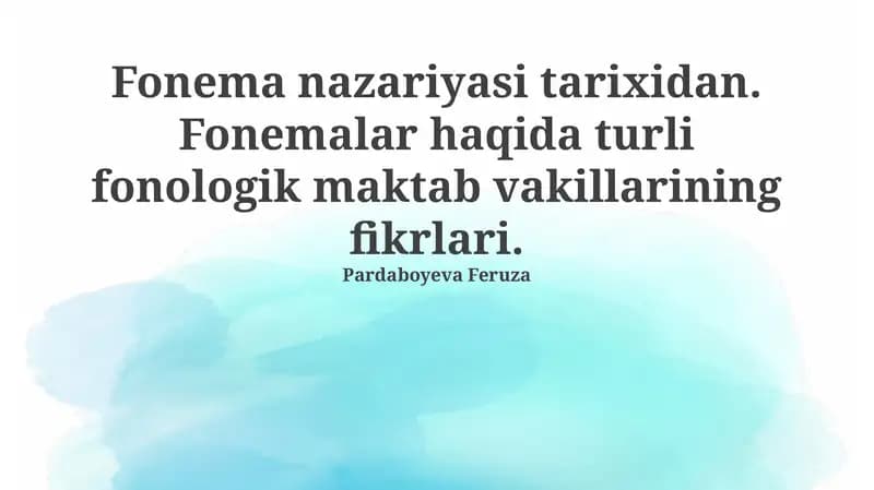Fonema nazariyasi tarixidan