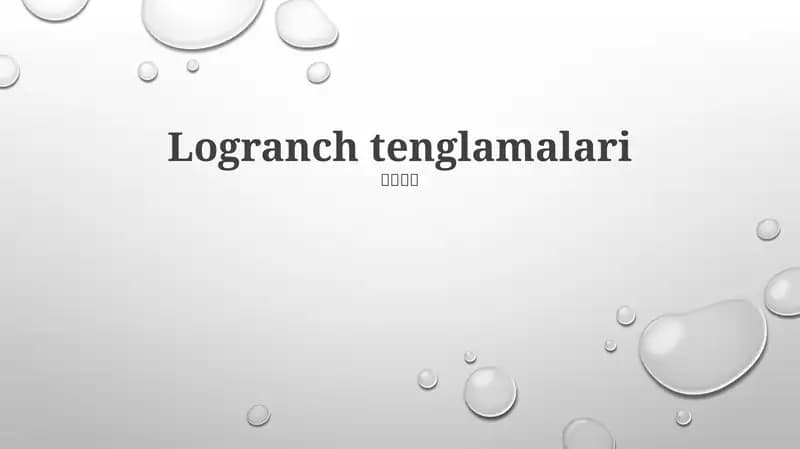 Logarifmik Tenglamalar