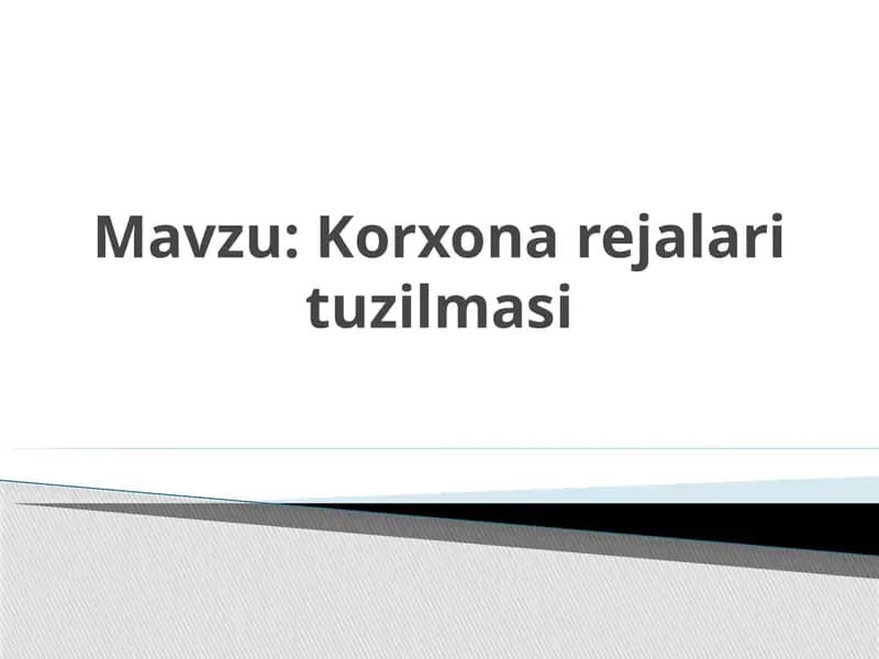 Korxona rejalari tuzilmasi