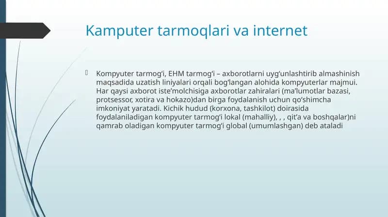 Kompyuter tarmoqlari va internet