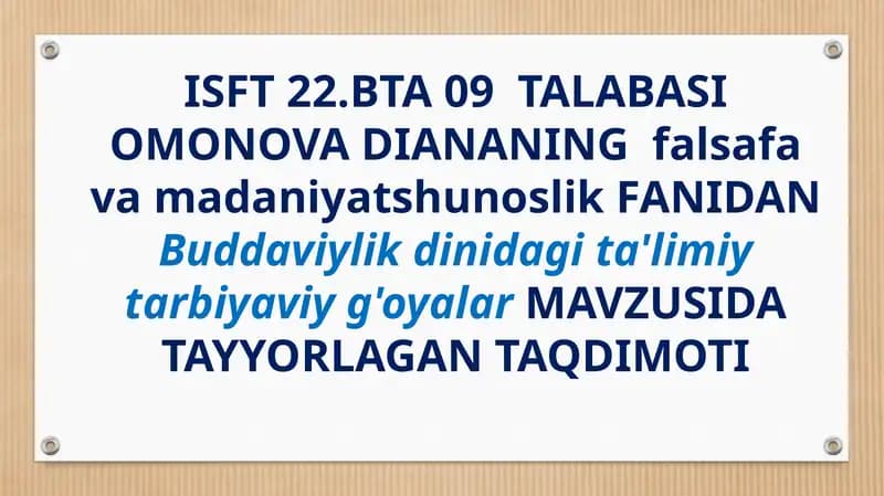 Buddaviylikdagi Tarbiya