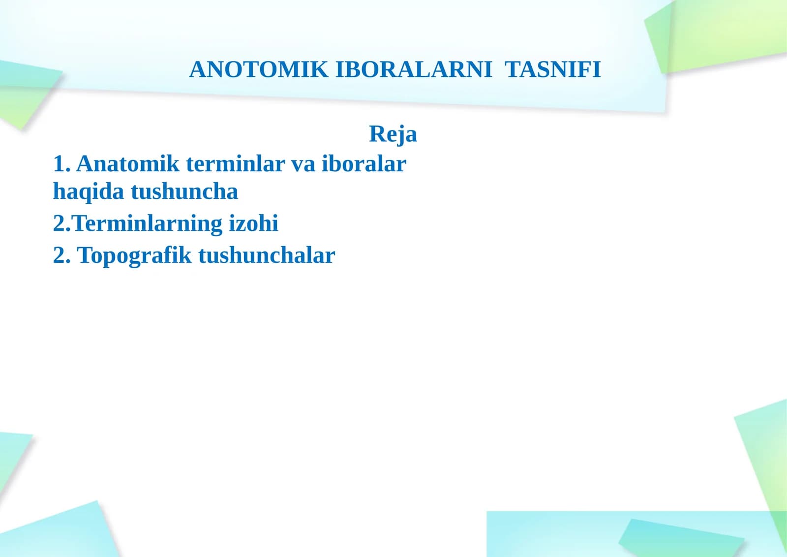 ANOTOMIK IBORALARNI TASNIFI