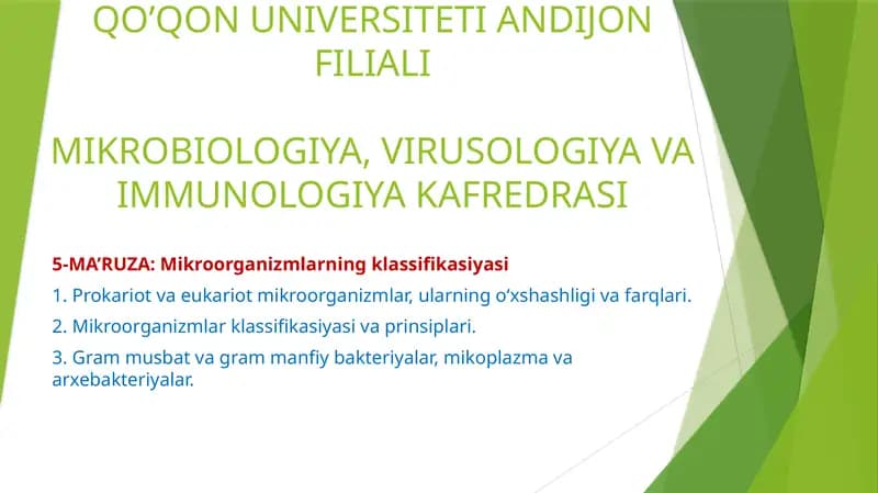 Mikroorganizmlarning klassifikasiyasi