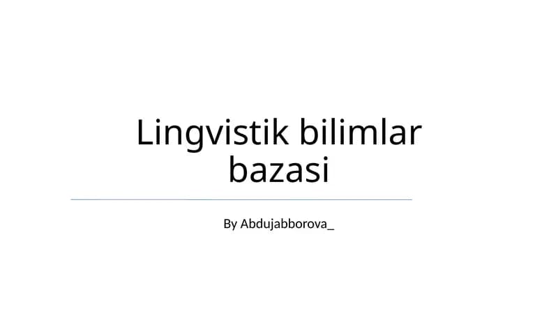 Lingvistik bilimlar bazasi