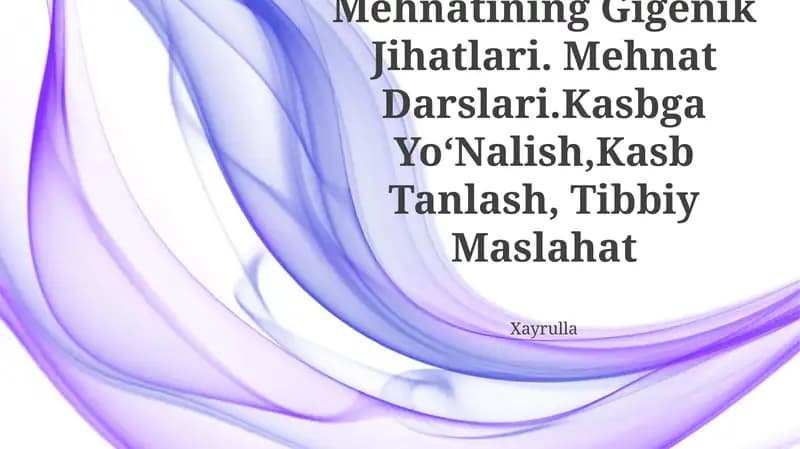 Maktab OʻQuvchilari Mehnatining Gigenik Jihatlari