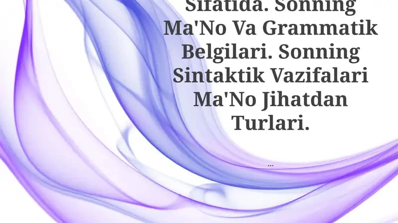 Son SoʻZ Turkumi Sifatida