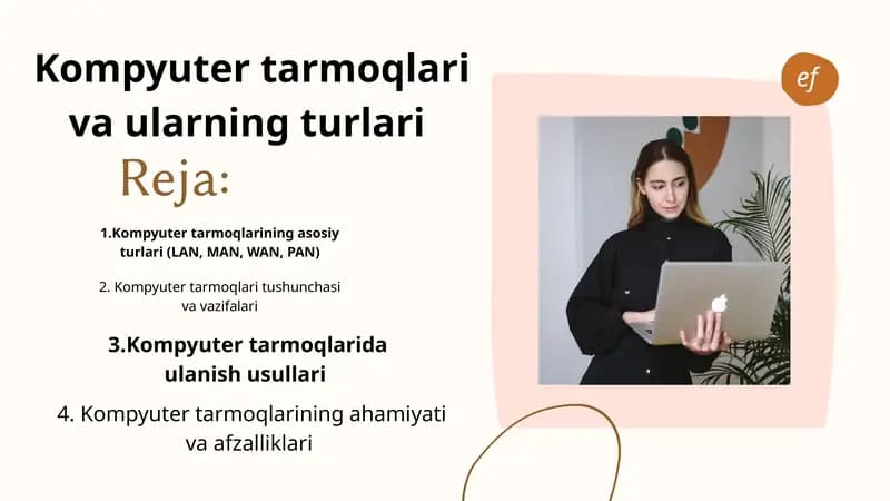 Kompyuter tarmoqlarining asosiy turlari