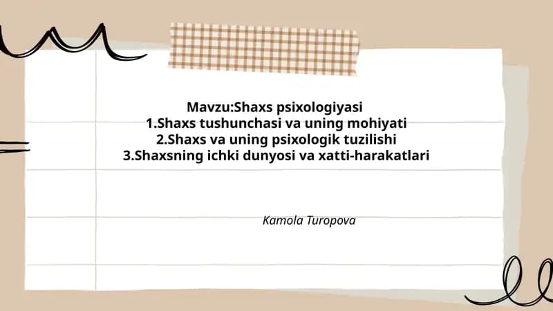 Shaxs psixologiyasi