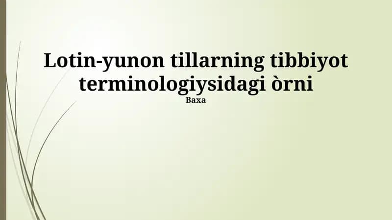 Tibbiy terminologiyaning xalqaroligi