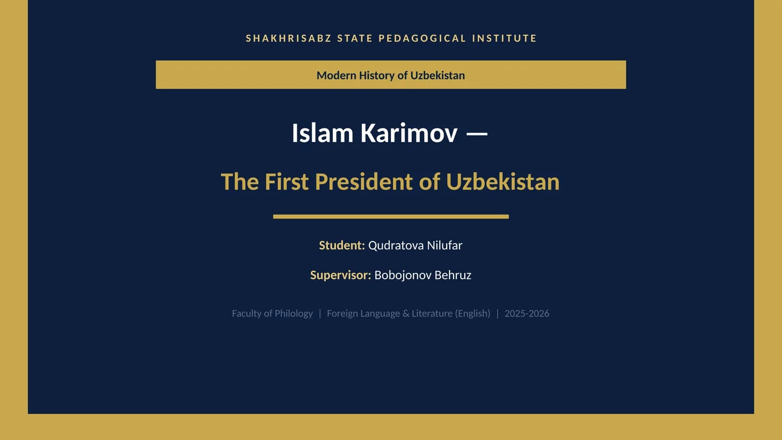 Modern History of Uzbekistan