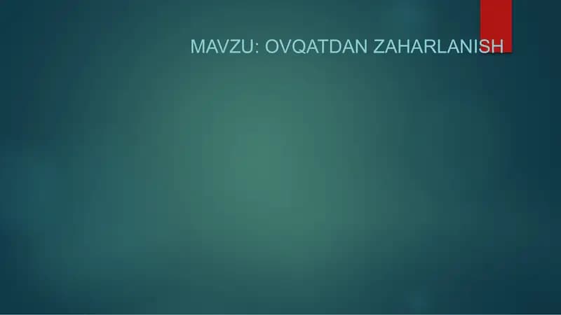 Ovqatdan zaharlanish