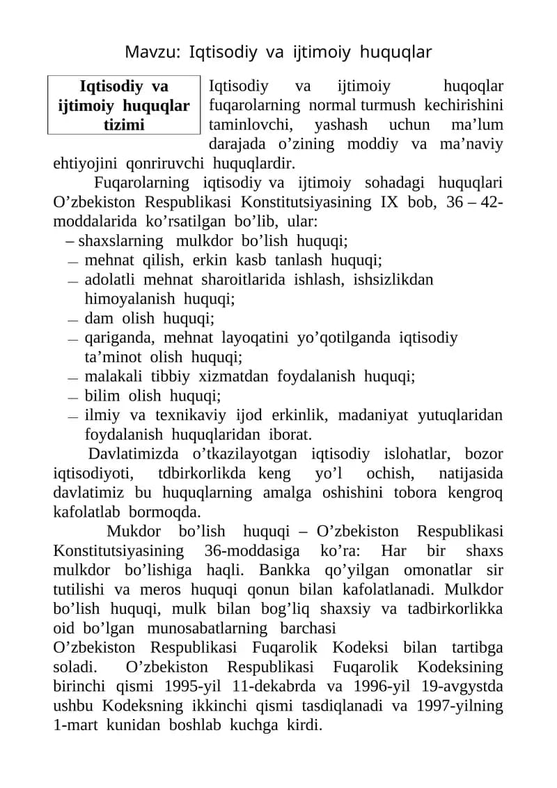 Iqtisodiy  va  ijtimoiy  huquqlar