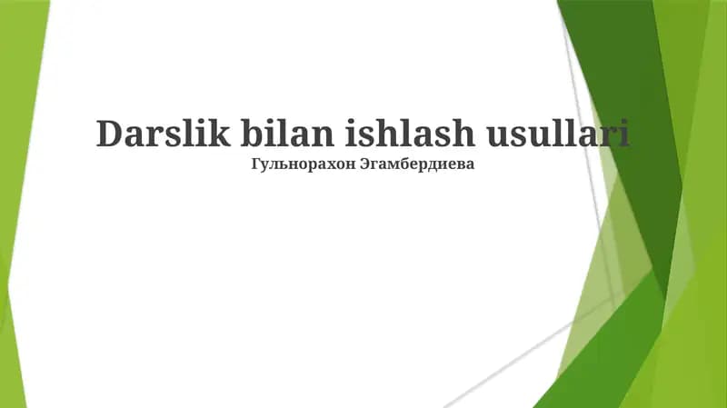 Darslik bilan ishlash usullari