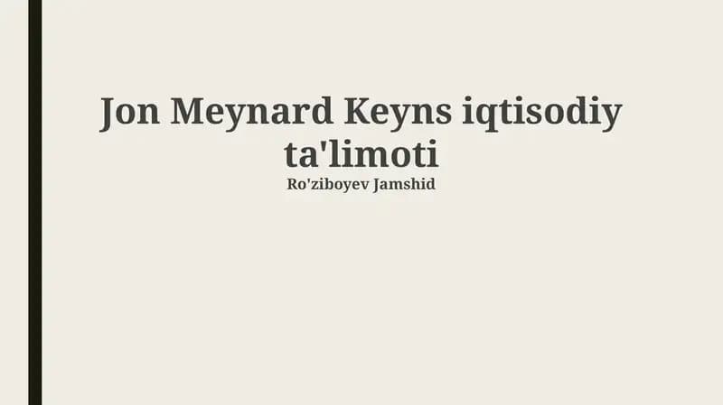 Jon Meynard Keyns iqtisodiy ta'limoti
