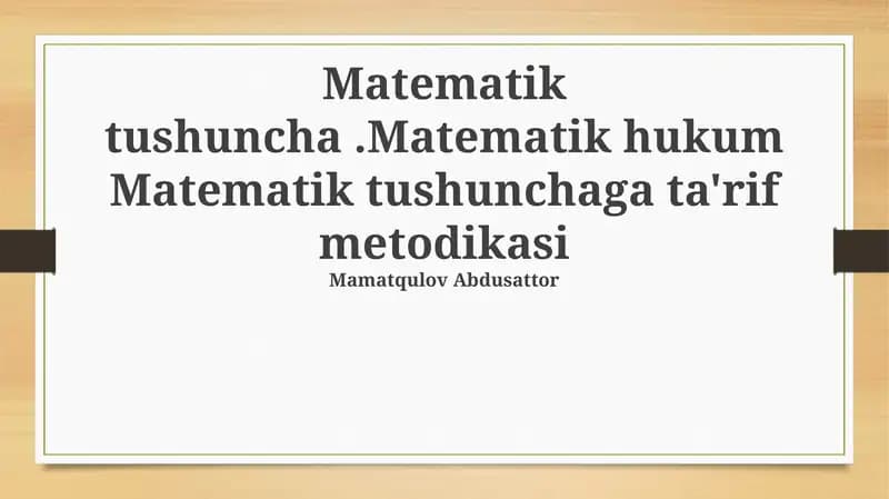 Matematik tushuncha