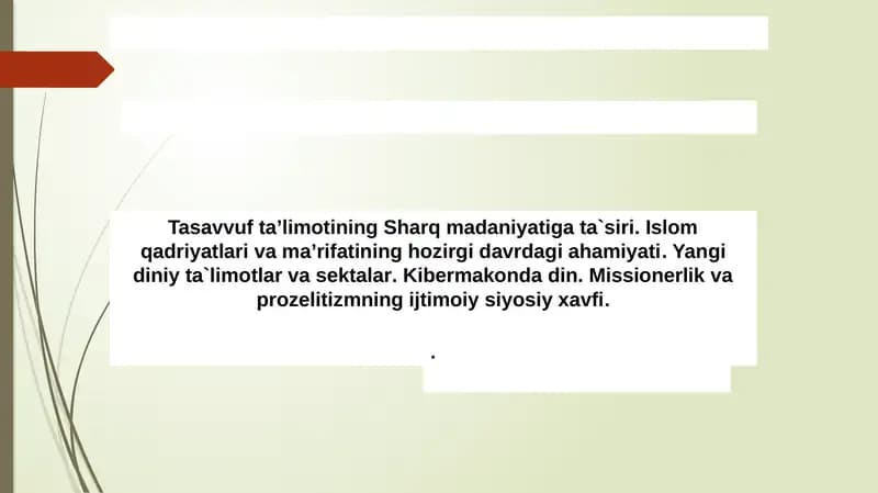 Tasavvuf Taʼlimotining Sharq Madaniyati