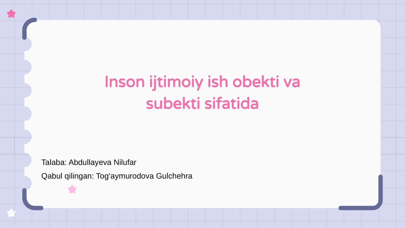 Inson ijtimoiy ish obekti va subekti sifatida