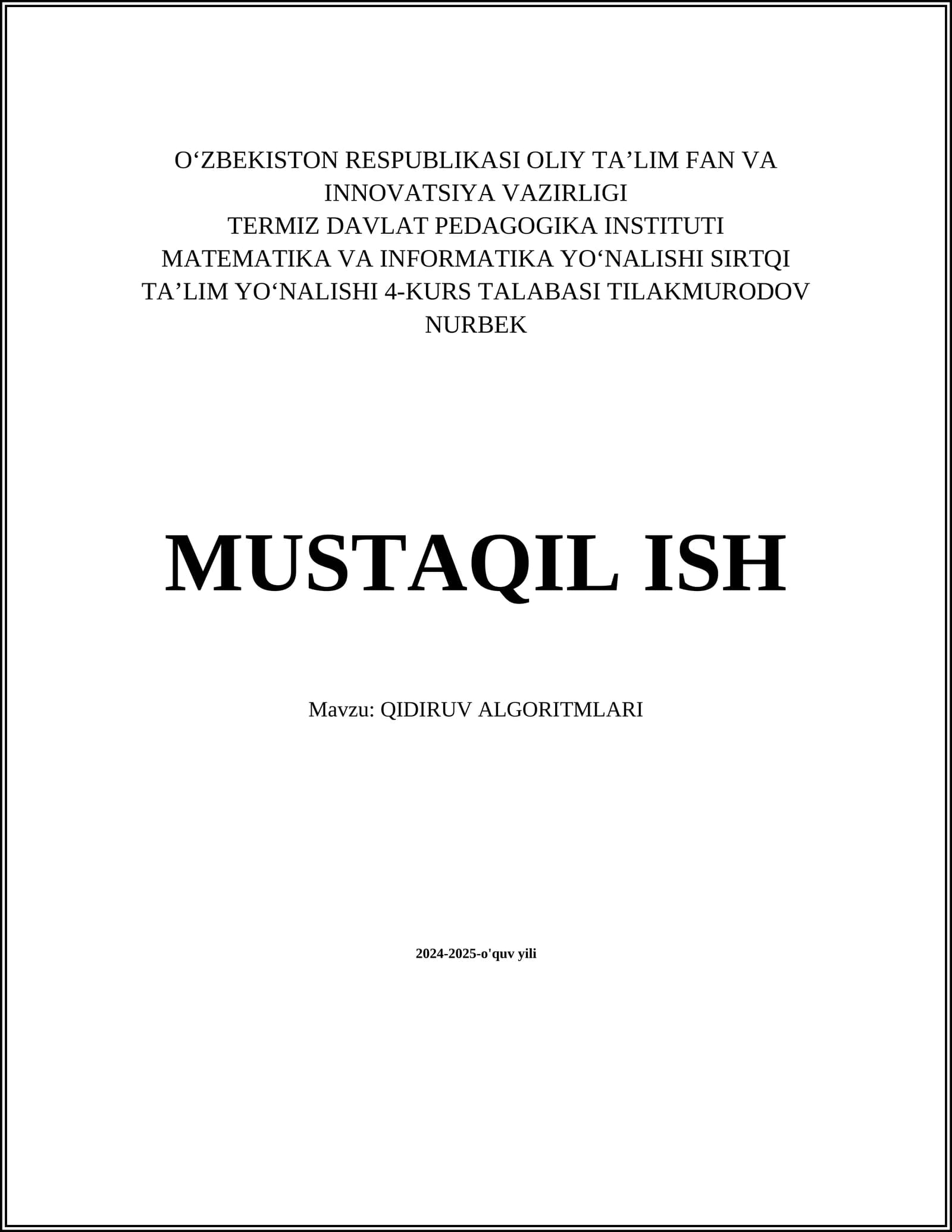 QIDIRUV ALGORITMLARI
