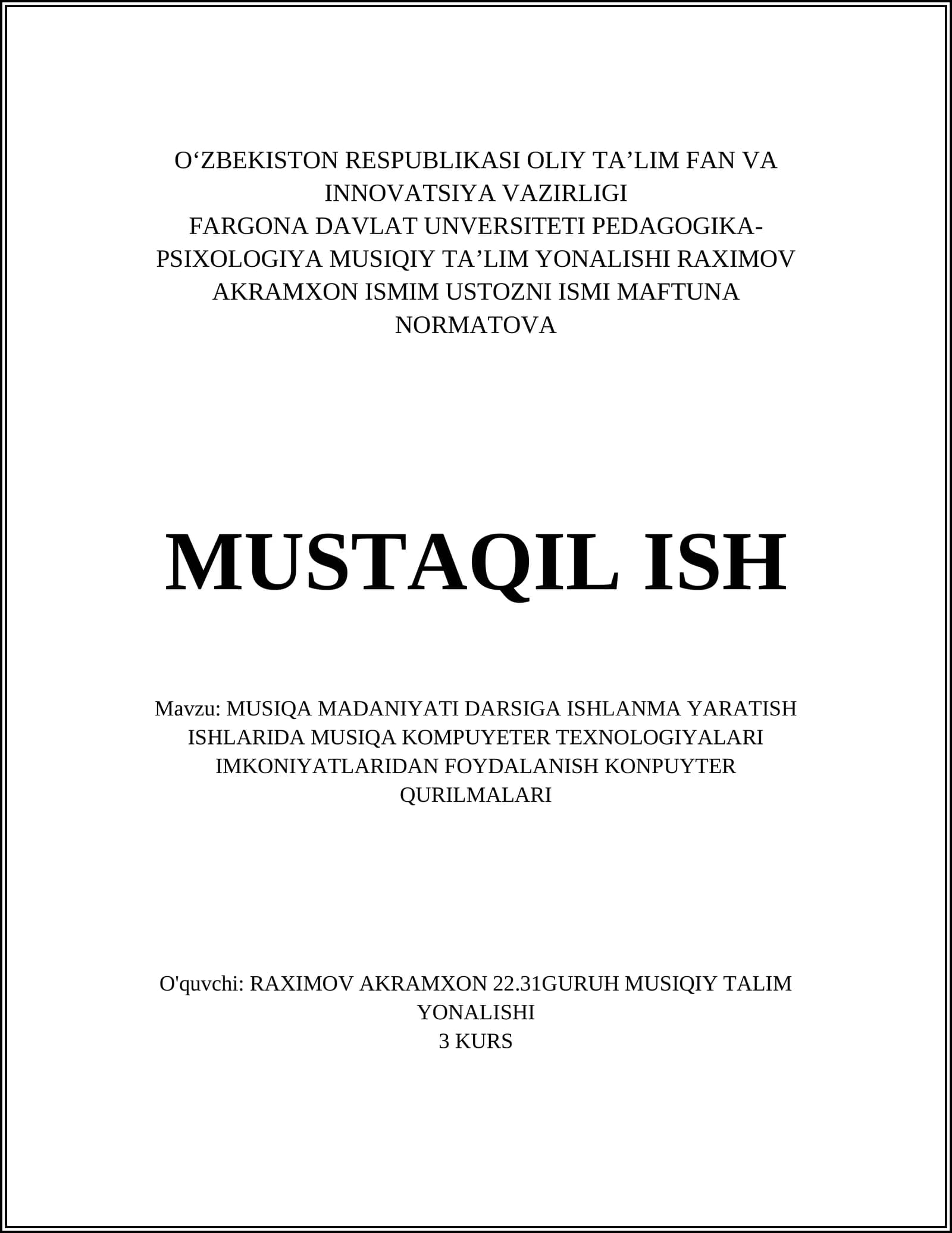 MUSIQA YARATISHDA COMPUYTER DASTURLARI