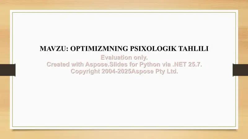 Optimizmning psixologik tahlili