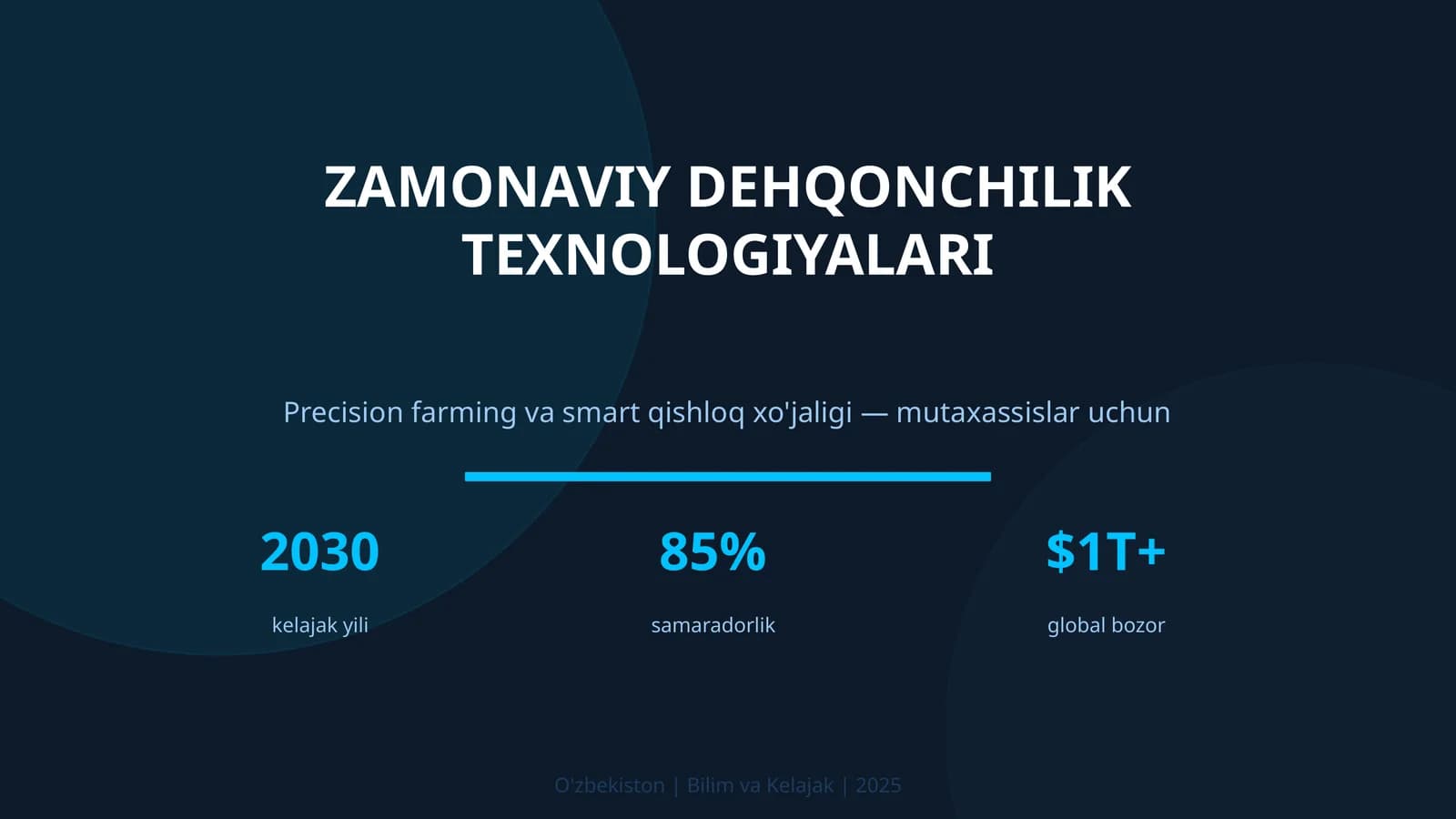 ZAMONAVIY DEHQONCHILIK TEXNOLOGIYALARI