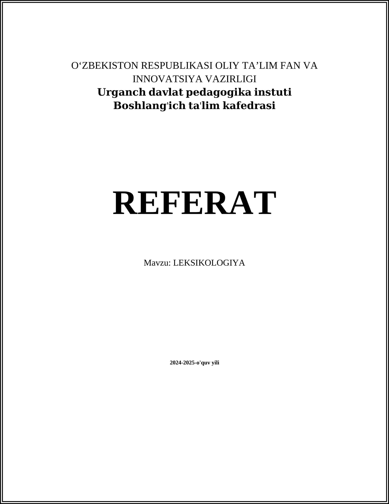 LEKSIKOLOGIYA
