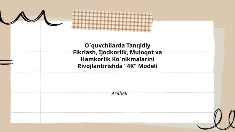 O`quvchilarda Tanqidiy Fikrlash