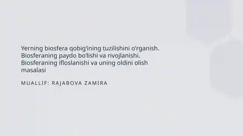 Yerning Biosfera Qobigʻining Tuzilishi