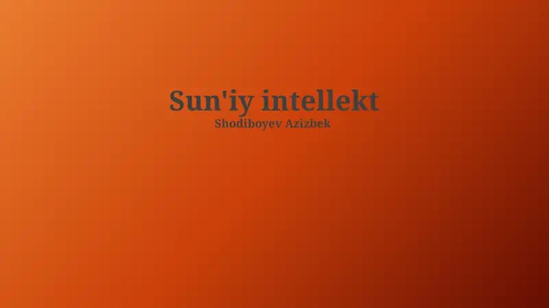 Sun'iy Intellektning Ilovalari
