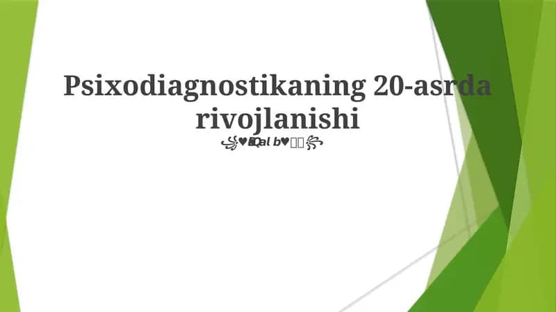 Psixodiagnostikaning 20-asrda rivojlanishi