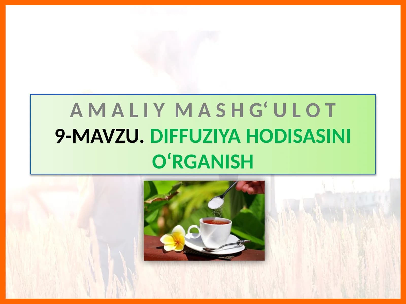 MAVZU.DIFFUZIYA HODISASINIO‘RGANISH