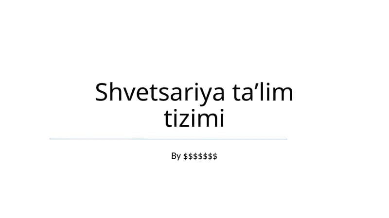 Shvetsariya taʼlim tizimi
