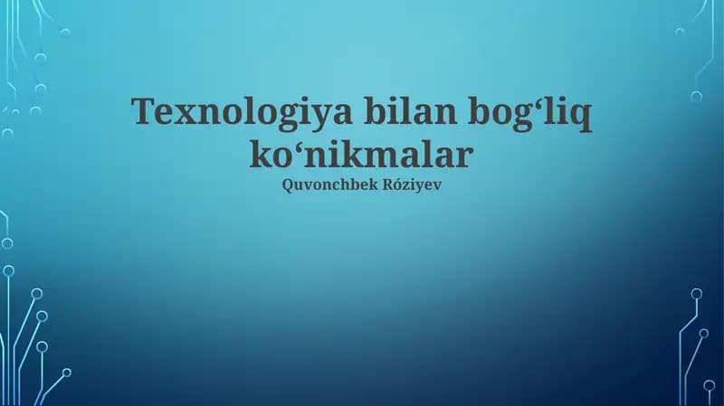 Texnologiya bilan bogʻliq koʻnikmalar