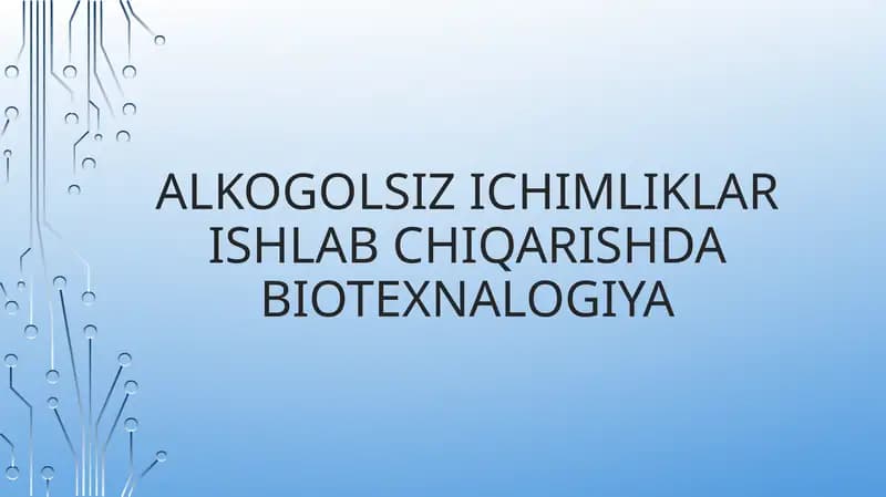 ALKOGOLSIZ ICHIMLIKLAR ishlab chiqish