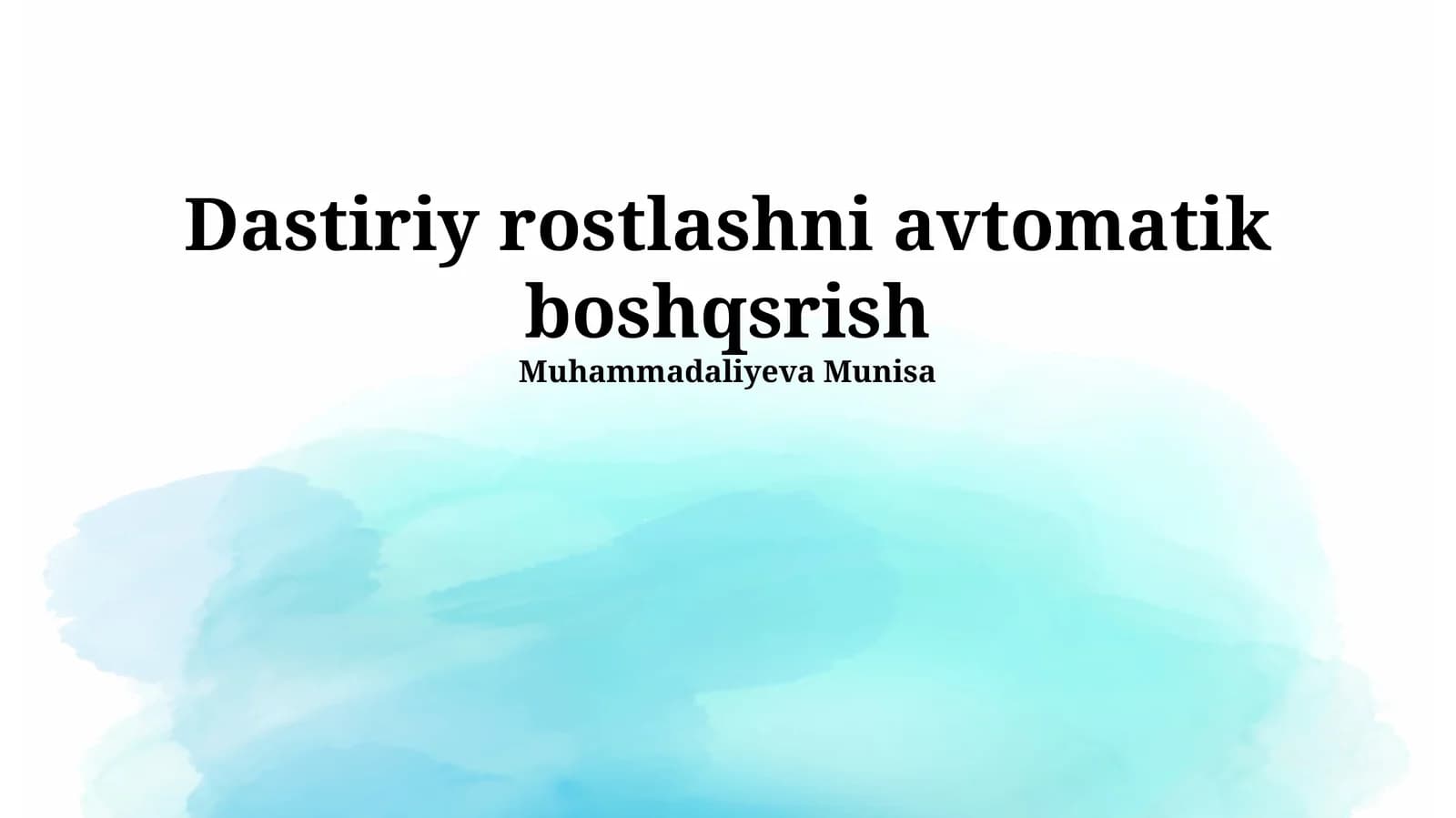Yo'naltirilgan burg'ilashni avtomatik boshqaruvi
