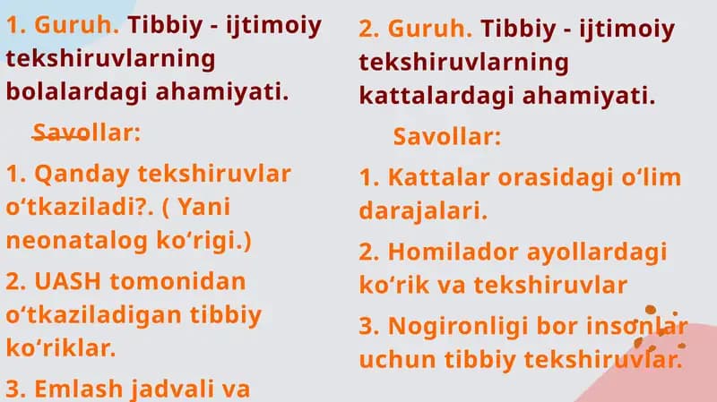 Guruh.Tibbiy-ijtimoiytekshiruvlarningbolalardagiahamiyati