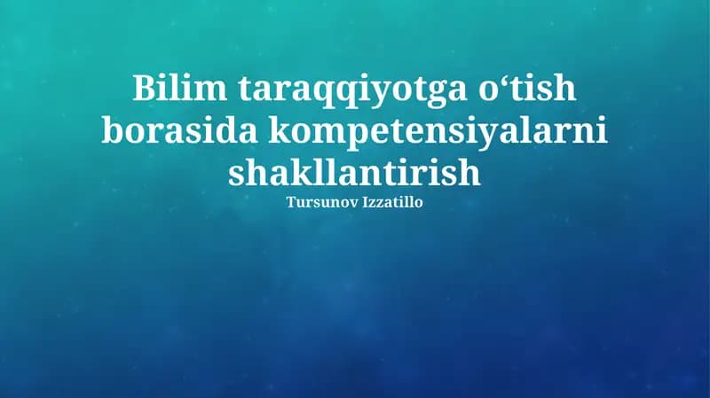Jamoada ishlash va hamkorlik qilish