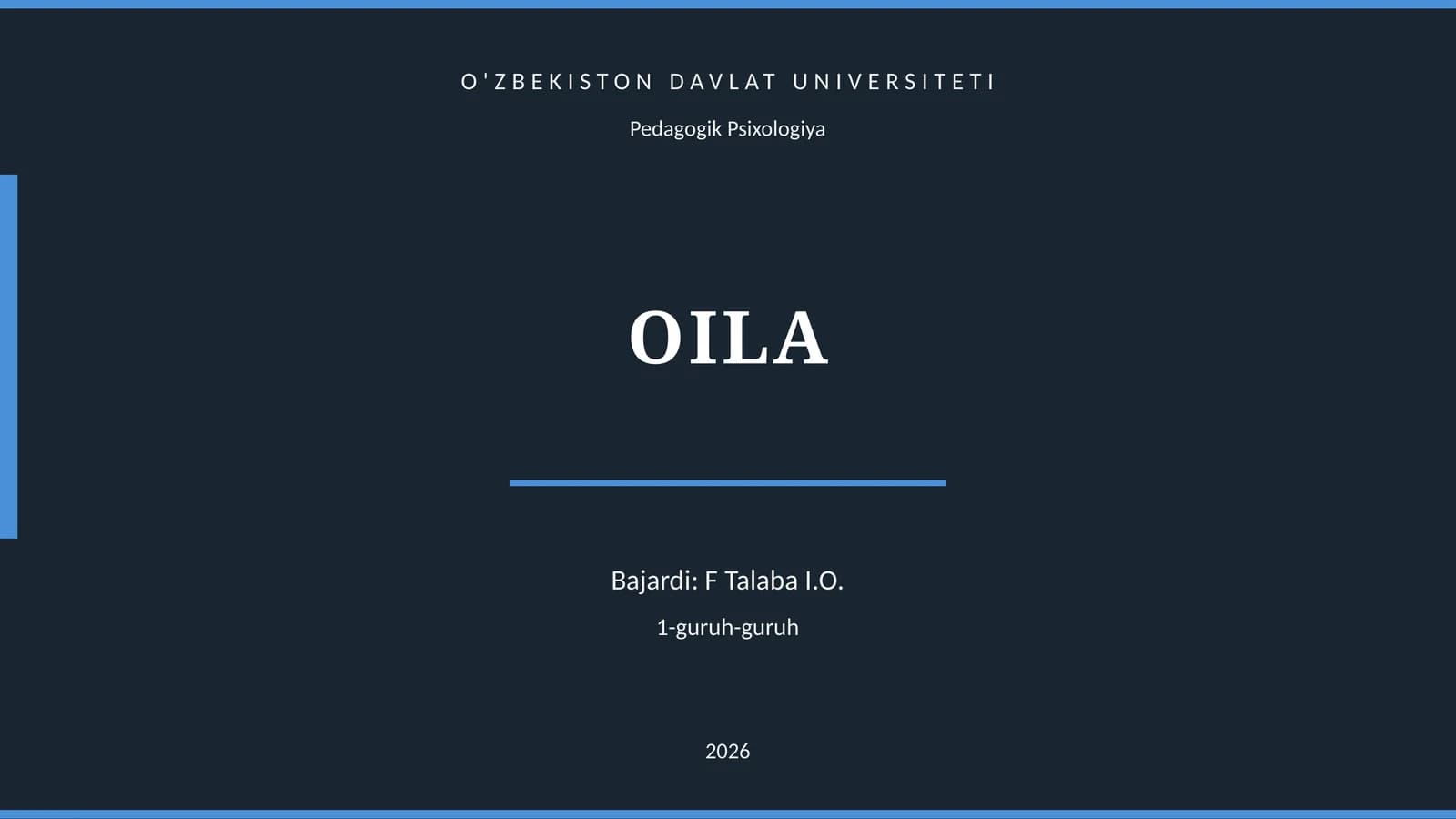 Pedagogik Psixologiya OILA