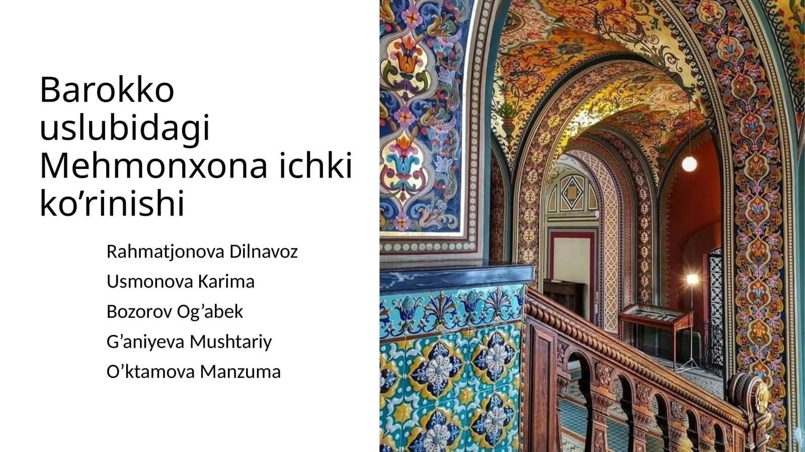 Barokko uslubidagi Mehmonxona ichki ko’rinishi