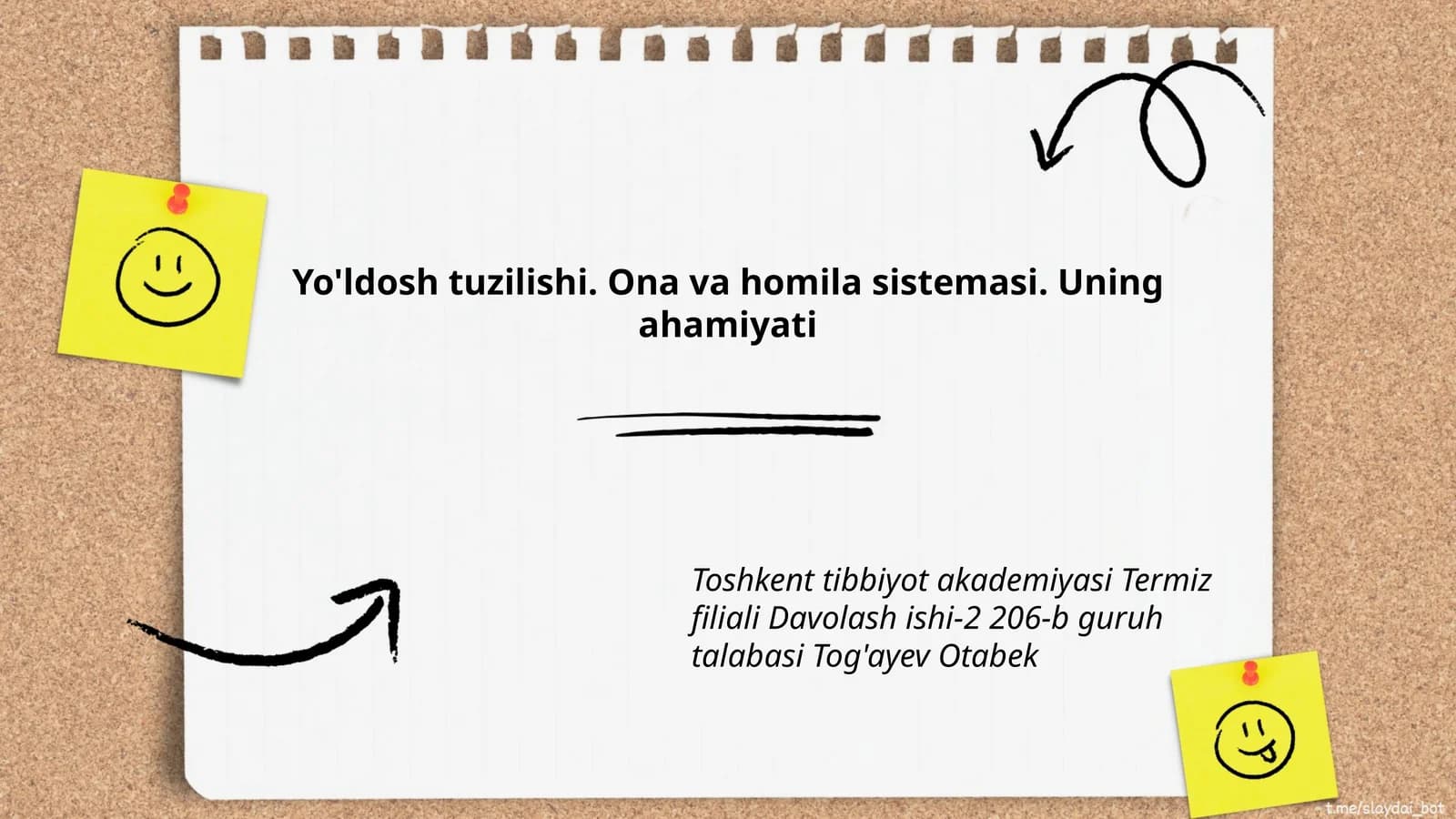 Yo'ldosh tuzilishi. Ona va homila sistemasi. Uning ahamiyati