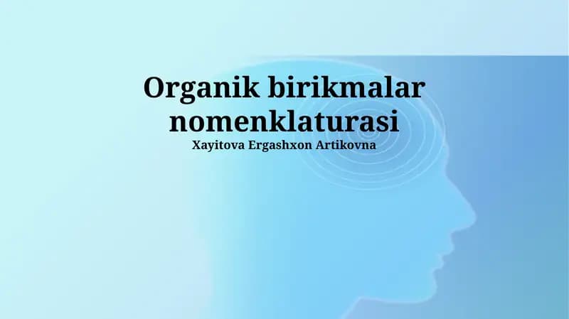 Organik birikmalar nomenklaturasi