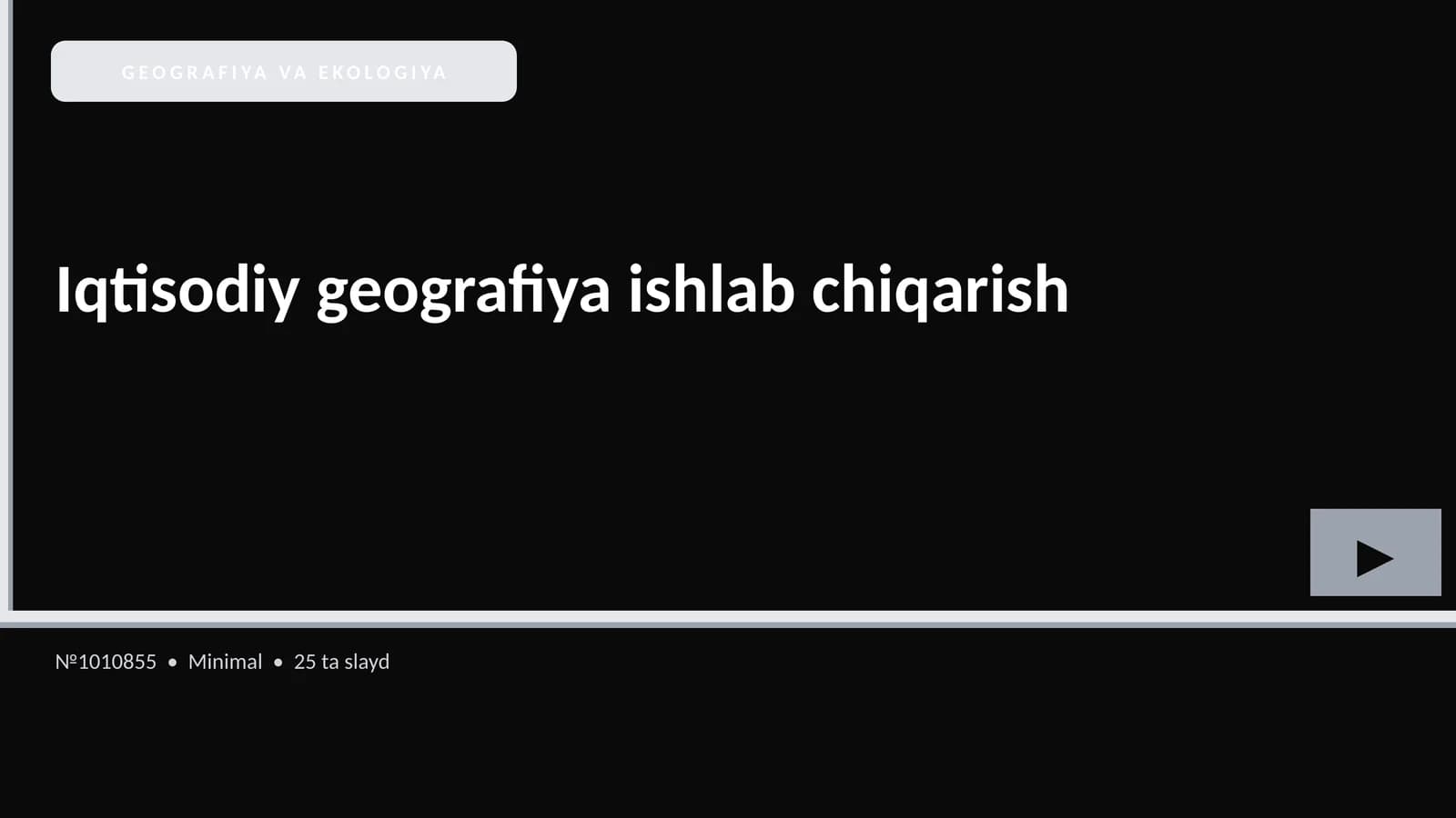 GEOGRAFIYA VA EKOLOGIYA