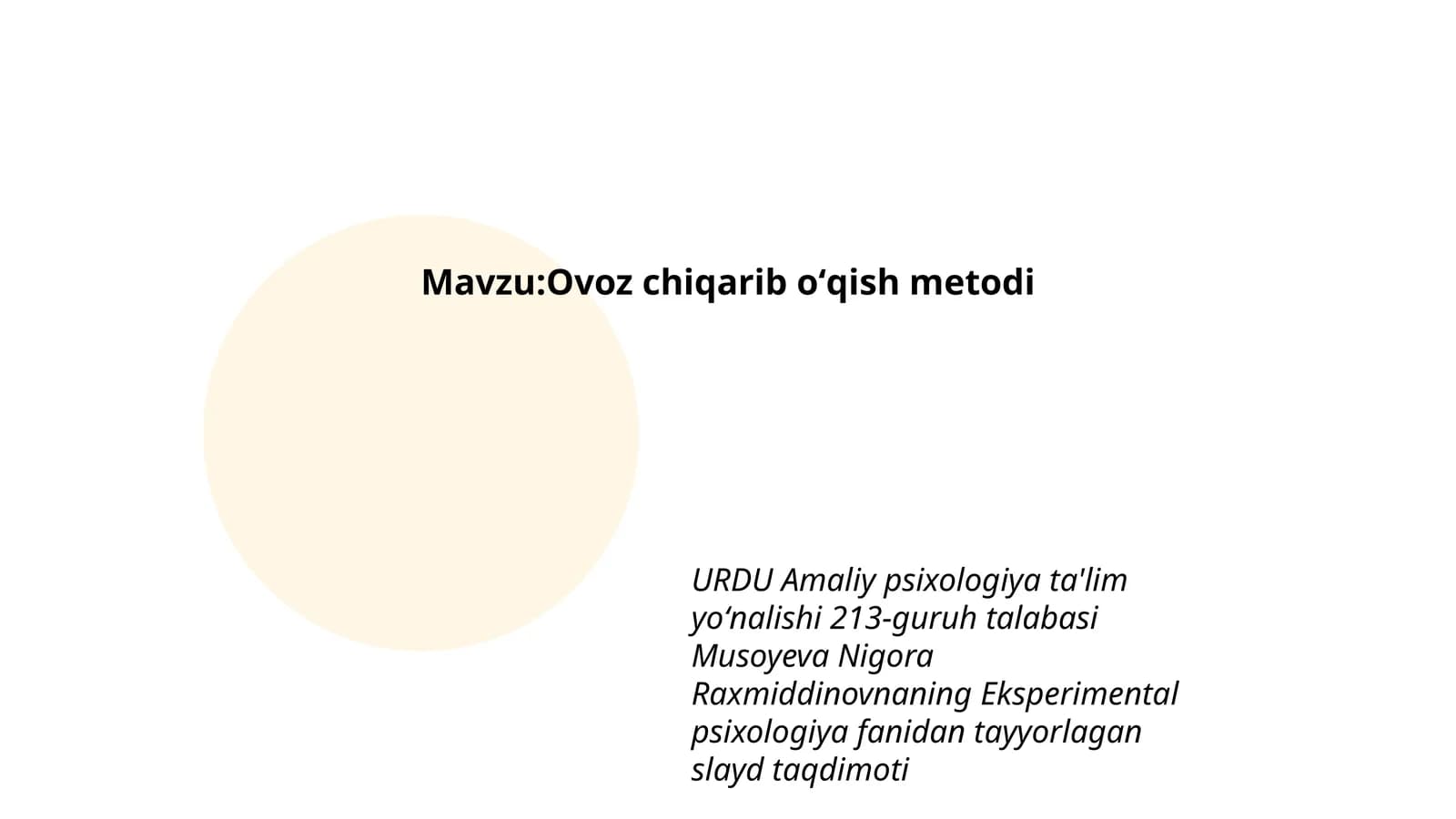 Ovoz chiqarib oʻqish metodi
