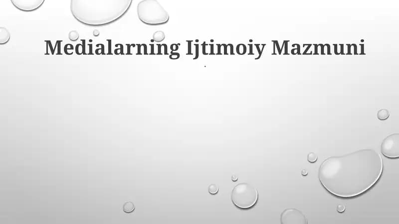 Medialarning Ijtimoiy Mazmuni