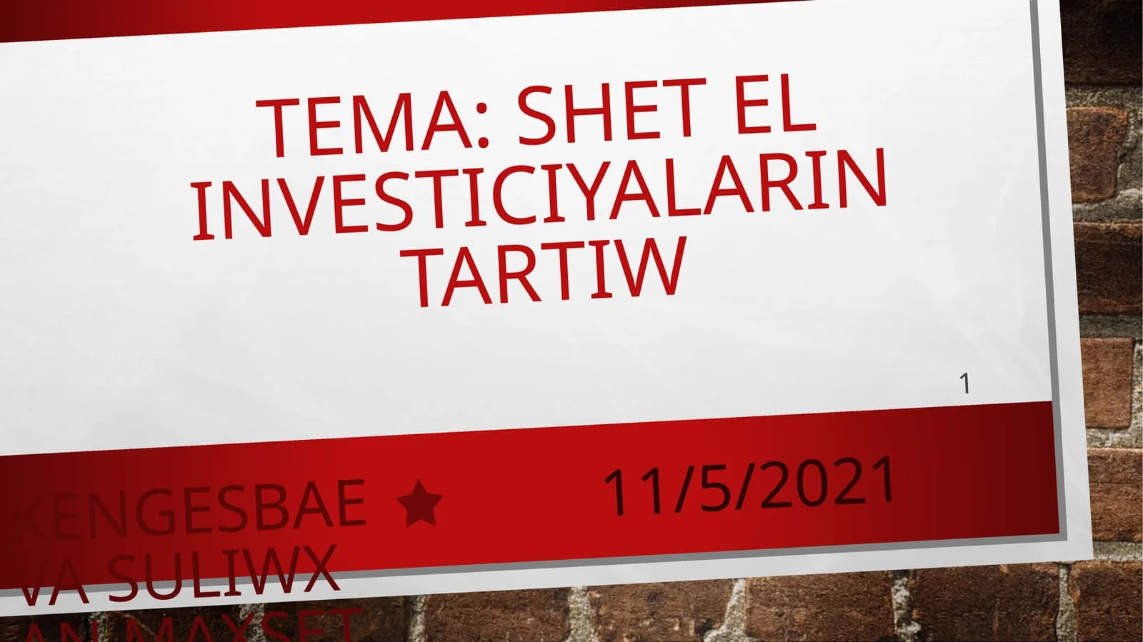 Shet el investiciyalarin tartiw