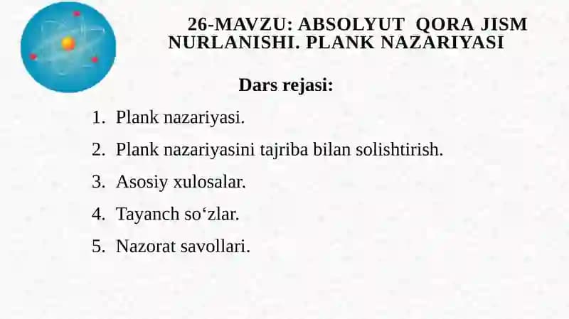 Plank nazariyasi