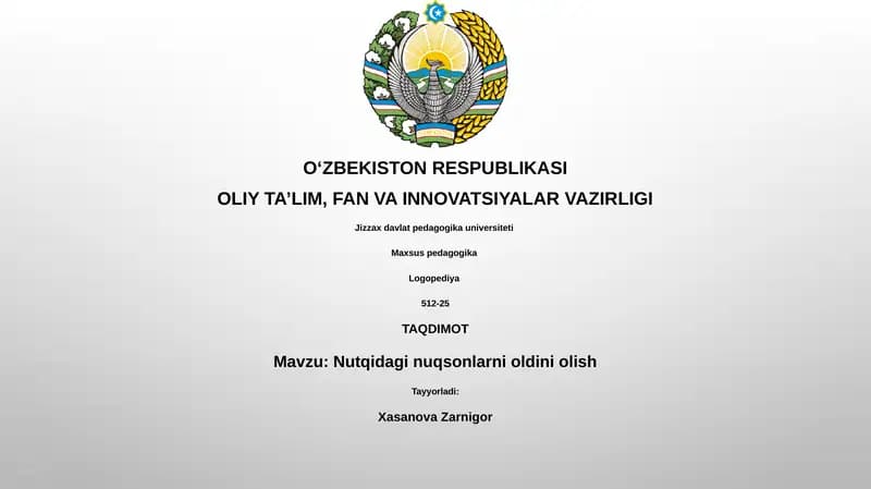 Nutqidagi nuqsonlarni oldini olish