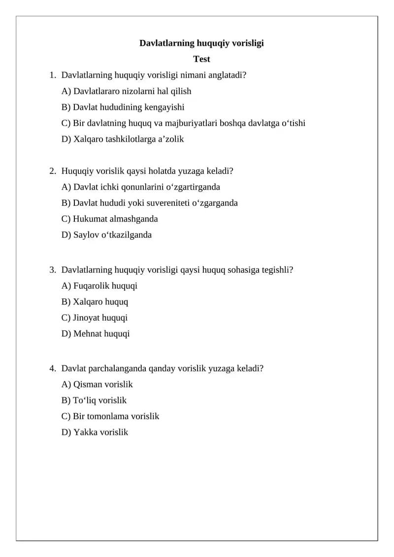 Davlatlarning huquqiy vorisligi